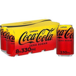 Coca Cola Lemon Soft Drink Sugar Free 8 x 330ml BB DATE 11/24