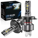 XELORD H4 LED Ampoules 6000K Lumière Blanche,De Phares Avant De Voiture,Pack De 2