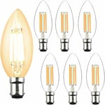 Stol - 4W C35 B15 Ampoule led à Filament Non Dimmable Bougie Ampoule 2700K Blanc Chaud Équivalent 40W Ampoule Incandescence 360 Degrés Angle Lot de 6,