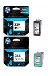 Genuine HP 339 + 344 Black & Colour Ink Cartridges - C8767E/C9363E