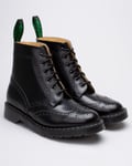 Solovair, 6 Eye Derby Brogue Boot-Black Hi-Shine