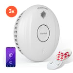 Détecteur de fumée WiFi SmartVigil Connect | Ensemble de 3 | Batterie de 3 ans | Contrôle par application | sans perçage