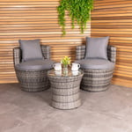 3 Piece Rattan Stacking Outdoor Patio Furniture Set