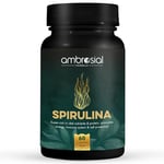 Ambrosial Spirulina Capsules 500mg - Highly Dosed Spirulina Tablets, Vegan, No Additives, Protein Powder, Greens Powder, Spirulina and Chlorella Capsules, Immune System Booster, 60 Capsules