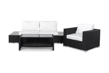 Bahamas Loungegruppe 3 Pers 1 Bord m Hylle - 2 Avslutning Lenestol Svart Loungesett Hvit,Svart Comfort Garden