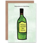 Oscar Wilde Moderation Fatal Thing Excess Wine Greetings Card Plus Envelope Blank inside