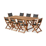 Bocarnea - Table salon de jardin LEVATA - Bois Acacia - Table extensible papillon - 180/240 cm - Pour 8 personnes