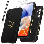 Coque pour Samsung Galaxy A14 5G / 4G avec 3 Pièces Verre Trempé Film Protection + 1 Cordon, Souple TPU Housse Étui pour Samsung Galaxy A14 5G / 4G - Noire