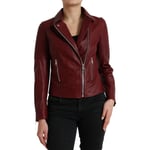 Veste DOLCE & GABBANA En Cuir Bordeaux Biker En Agneau IT40/US6/S 4130USD