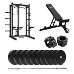 Abilica - HR 500 Half Rack Bumper med bänk och latsdrag - 150 kg