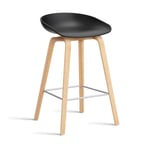 HAY About a Stool 32 Low barstol såpat ekstativ 2.0 Svart-rostfritt stålstöd