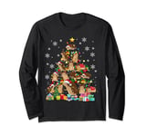 Santa ELF Reindeer Hedgehog Xmas Tree X-mas Light Hedgehog Long Sleeve T-Shirt