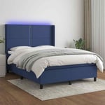 Sommier � lattes de lit matelas LED Bleu 140x190 cm Tissu