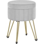 Songmics - Tabouret Rangement, Siège Rond, Tabouret Coiffeuse, Pouf en Velours, Repose-pieds, 39 x 44,4 cm (Diamètre x h), 4 Pieds en Métal, pour