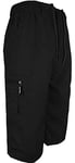 New Mens Summer Casual Elasticated Waist Cotton 3/4 Length Combat Pocket Gym Shorts Pants M-3XL (XXLarge, Black)