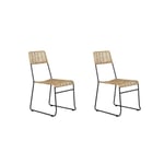 Lot de 2 chaises MASSA en résine tressée coloris naturel