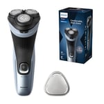 Philips Electric Shaver Series 3000x - rasoir électrique Wet & Dry pour hommes, couleur Bleu céleste, technologie SkinProtect, tondeuse rétractable, rasoir ergonomique pour hommes (modèle X3053/00)