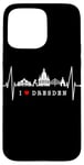 Coque pour iPhone 15 Pro Max Skyline de Dresde Heartbeat Coeur Allemand I Love Dresden