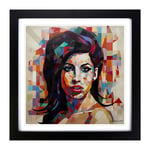 Amy Winehouse Constructivism Framed Wall Art Print, Ready to Hang Picture for Living Room Bedroom Home Office, Black 18 x 18 Inch (45 x 45 cm)