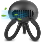 Tlily - Ventilateur de Poussette Portable Sans Lame Mini Poche avec Clip TréPied Flexible sur pour Berceau, VéLo-Noir