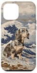 Coque pour iPhone 12 Pro Max Blue N Cream Teckel Kanagawa Art Beach