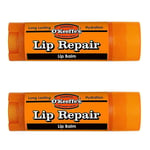 2 x O'Keeffe's Lip Repair Balm Unscented Relief Cracked Split & Dry Lips 4.2g 