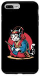 Coque pour iPhone 7 Plus/8 Plus Japon Kawaii Cat Samurai Casque Casque Manette de Jeu Vidéo