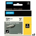 Laminerat Band till Etikettskrivare Rhino Dymo ID1-12 Vit Svart 12 x 1,5 mm (5 antal)