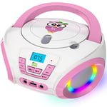 Tinygeeks Tunes Lecteur CD Enfant - Nouveauté 2024 - Radio FM - Piles incluses - Radio Mignon avec Haut-parleurs - Le Cadeau Parfait pour Les Tout-Petits - Rose