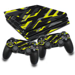 Ensemble Fluo Jaune Autocollant Peau Film Adapté pour Ps4 Pro Console RX022-21