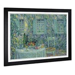 Big Box Art Framed Print of Henri Le Sidaner Al Fresco Design | Wall Art Picture | Home Decor for Kitchen, Living, Dining Room, Bedroom, Hallway, Office, Black, A2 / 24.5x18 Inch / 62x45cm