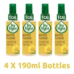 Fry Light 1 Cal Oil Butter Flavour Cooking Spray Baking 4x 190ml Bottles