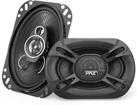 Pyle Enceinte Voiture Stéréo 3 Voies – 300W Haut-Parleur Triaxial Pro Audio 10 x 15 cm - Remplacement Rapide Composant OEM Compatible avec Montage Porte/Panneau Latéral de Véhicule PL4163BK (Paire)