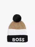 BOSS Baby Faux Fur Pom Pom Knitted Beanie, Black