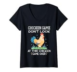 Womens Chicken Game Don't Look At This Chicken V-Neck T-Shirt