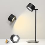 Skrivbordslampa LED Uppladdningsbart Batteri Multifunktionell Sänglampa Dimbar Touch Control Varm/Vit Färgtemperaturläge 360° Rotera Magnetisk Avtagbar black