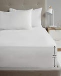 Rapport Drap-Housse de Luxe en Percale Super Douce de 40,6 cm de Profondeur - Blanc