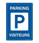 AUA SIGNALETIQUE - Panneau Prépercé (4 Trous) avec Angles arrondis - PVC Rigide 1.5 mm - (150x210 mm, Parking Visiteurs)