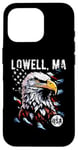 Coque pour iPhone 16 Pro Lowell MA Drapeau USA Motif aigle patriotique vieilli