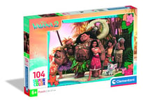 Clementoni Jigsaw Puzzle Disney Vaiana 2, 104 Pieces - Supercolor Puzzle For Children 6-8 Years, Cartoon, Disney, Gift For Boy/Girls, Puzzle For Kids, Made In Italy, 25786