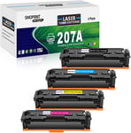 207A 207X Lot de 4 toners compatibles avec HP 207A Color Laserjet Pro MFP M283fdw M255dw M282nw M283fdn M255nw W2210X W2211X W2212X W2213X Multipack Noir/cyan/jaune/magenta