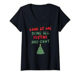 Womens Funny Christmas Mistletoe Below The Belt Sexy Adult Humor V-Neck T-Shirt