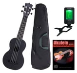 Ukulele Soprano Uke Guitar Concert Kit 21'' 4 Cordes Housse Accordeur Blck Noir