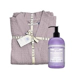 KlipShop Linen Tales Powder Linen & Cotton Honeycomb Waffle Bathrobe + Dr. Bronner's Organic Sugar Soap, L-XL