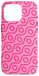 Coque pour iPhone 16 Pro Pink Red Wavy Diagonal Lines Ovals Circles Pattern