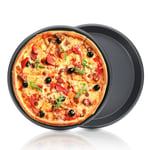 Djup tallrikspizzaform för ugn, 27 cm pizzapanna | Pizzabrickor för ugn Non Stick | Pizzastål för ugn 2PK | Pizzabakform | 2,5 cm djup