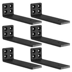 MLOQI Lot de 6 Equerre Etagere Murale, équerre Industrielle,Equerre Charge Lourde,5 mm D'épaisseur, Support Invisible étagère Murale avec Vis (Noire 20 cm)