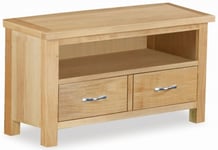 New Trinity Natural Oak Small TV Unit, 80cm with Storage for Television Upto 32in Plasma