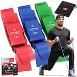 Bandes Élastiques Fitness Set/Extra Longue 2m Elastiband 3 Niveaux de Résistance + eBook Guide et Sac | Physique Exercise Pilates Yoga Sport Gym Musculation Traction Gymnastique Kit Training