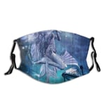 WINCAN Face Cover Fairy Girl Sexy Angel Playing Flute Fantasy Starry Sky Butterfly Mushroom Night Scenery Balaclava Reusable Anti-Dust Mouth Bandanas Running Neck Gaiter with 2 Filters for Men Women